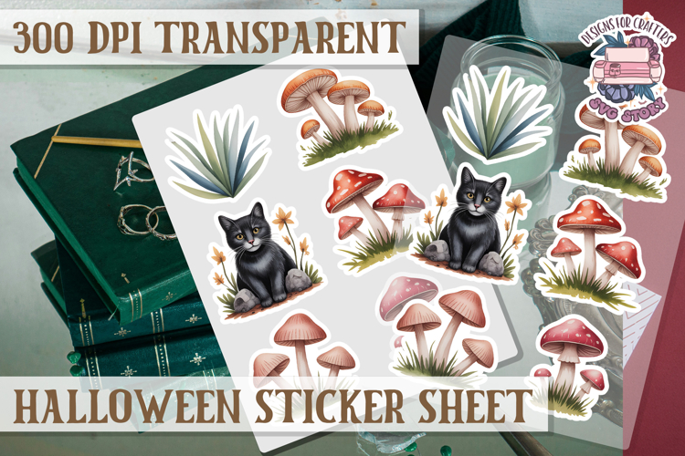 Halloween sticker sheet Creepy Scrapbook PNG Funny Skulls