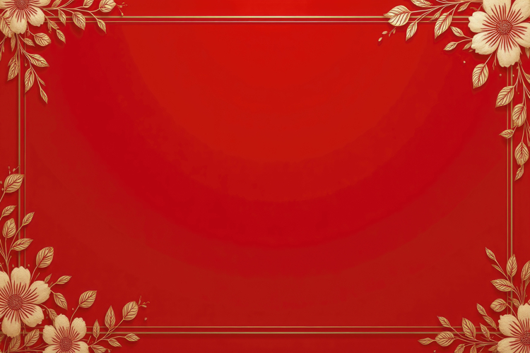 Red Gold Floral Border background