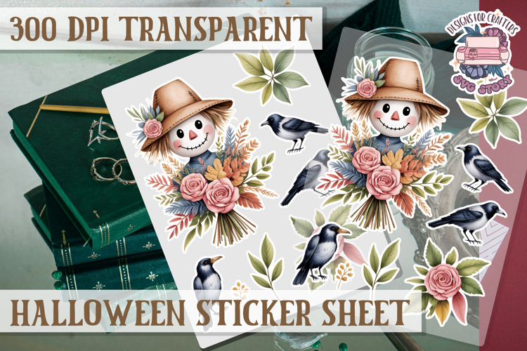 Halloween sticker sheet Creepy Scrapbook PNG Funny Skulls
