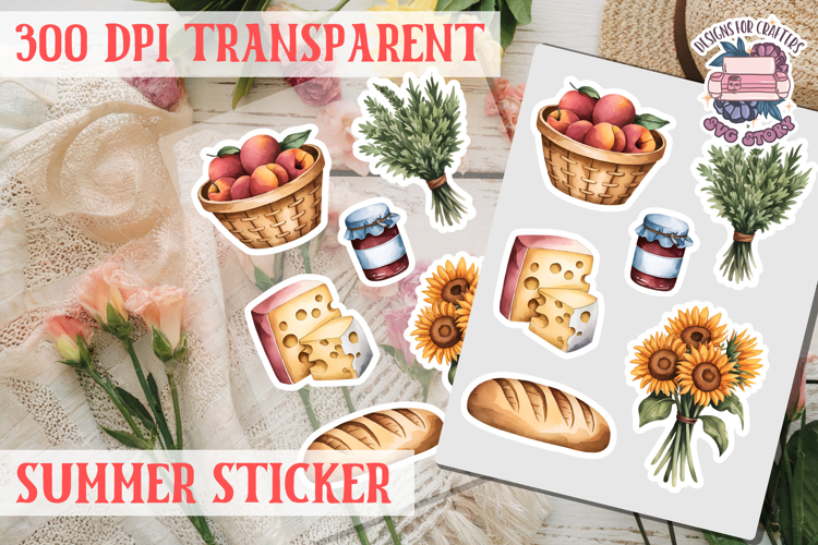Summer sticker Cute flowers Love Picnic Beach Spring example image 1