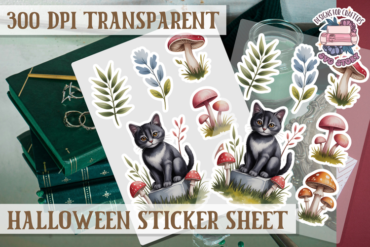 Halloween sticker sheet Creepy Scrapbook PNG Funny Skulls