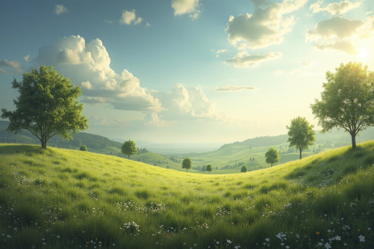 Green Field Landscape Background Wallpaper