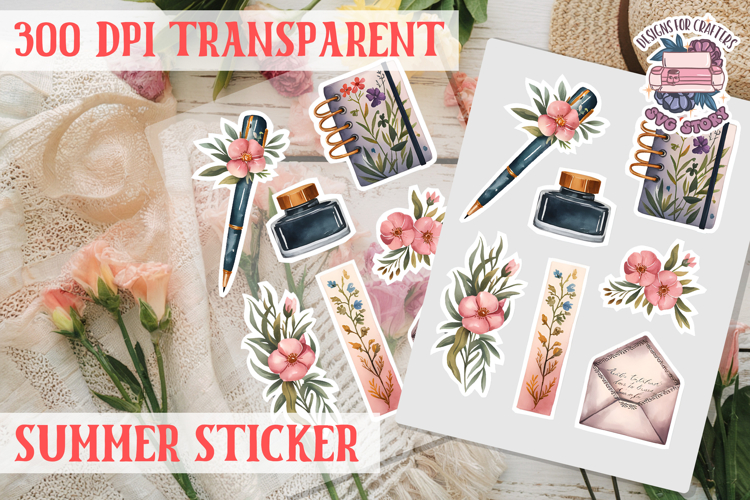 Summer sticker Cute flowers Love Picnic Beach Spring example image 1