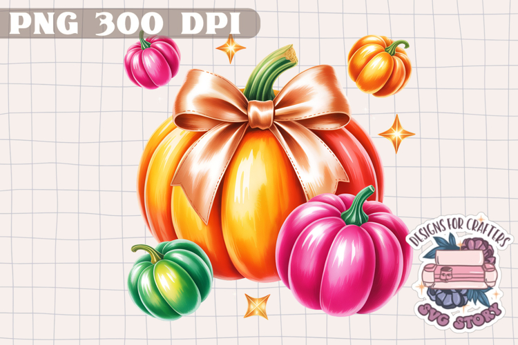 Autumn Pumpkin Sublimation design Fall Decorative Color PNG