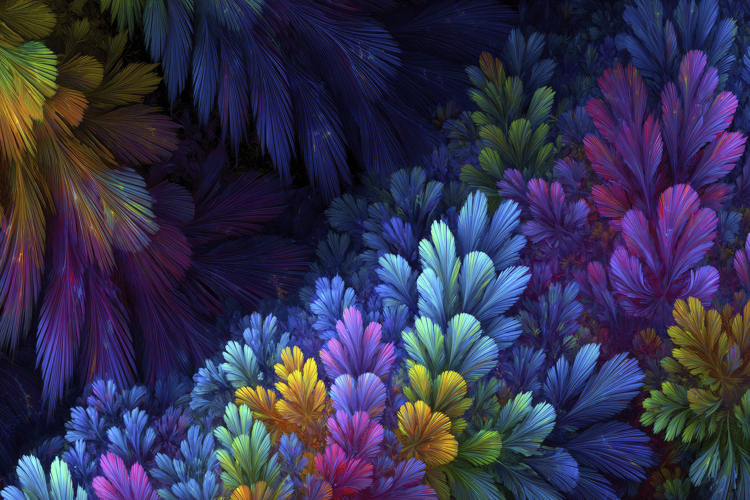Colorful Feathers, Leaves Background