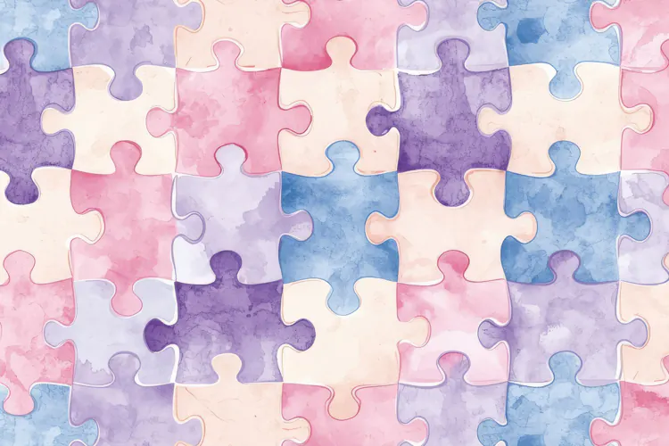 Watercolor Pattern of Soft Pastel-Colored Jigsaw Puzzle