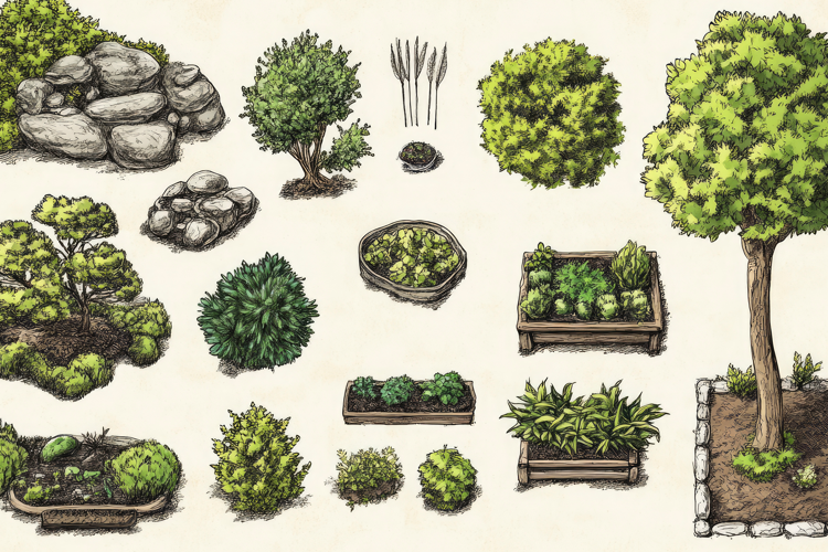 Collection of Trees and Plants Background Wallpaper