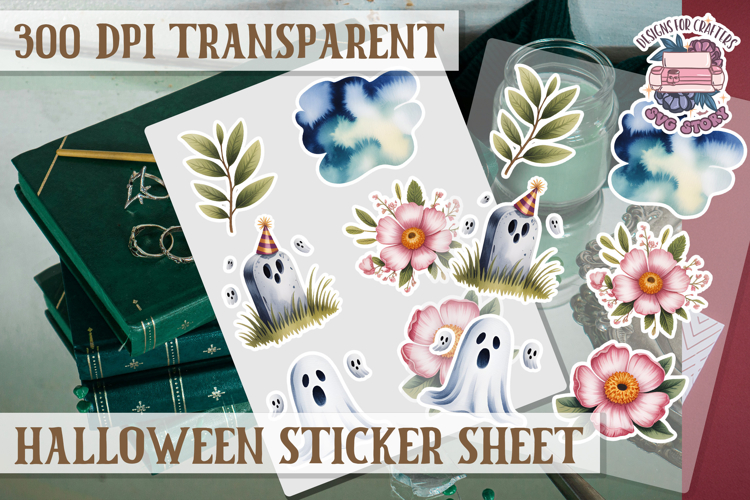 Halloween sticker sheet Creepy Scrapbook PNG Funny Skulls
