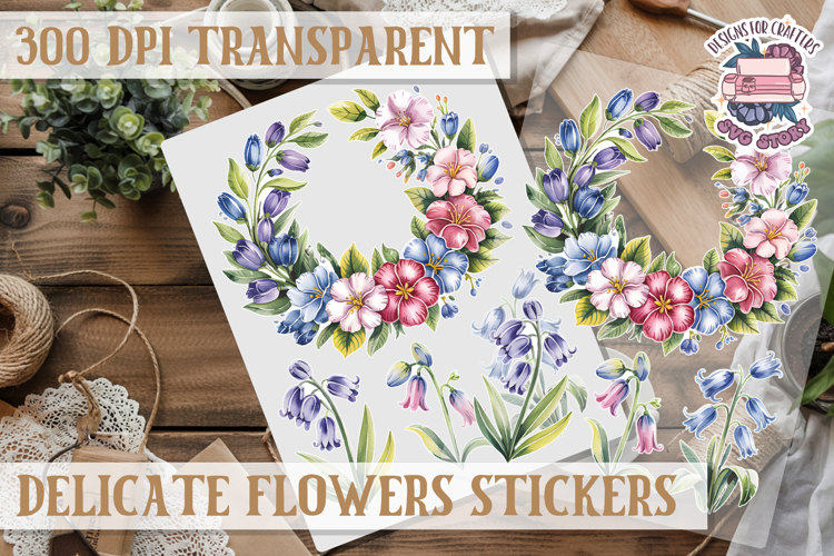 Summer sticker Delicate Scrapbook PNG Flowers Botanical