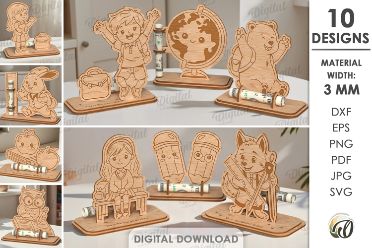 End Of School Year Money Holders Stands Bundle Laser Cut