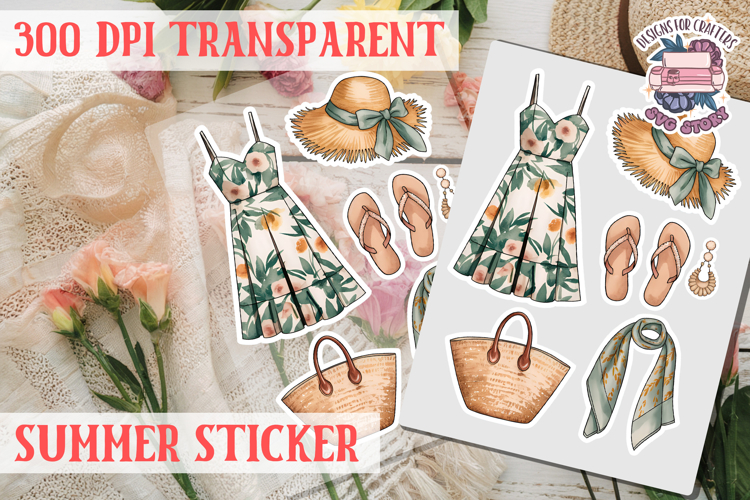 Summer sticker Cute flowers Love Picnic Beach Spring example image 1