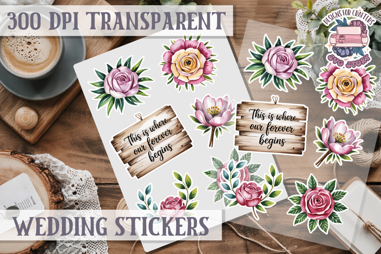 Boho sticker sheet Wedding Scrapbook PNG Love Aesthetic