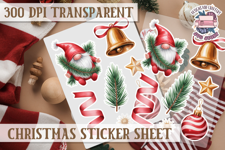 Christmas Sticker Sheet Watercolor Winter Holiday PNG