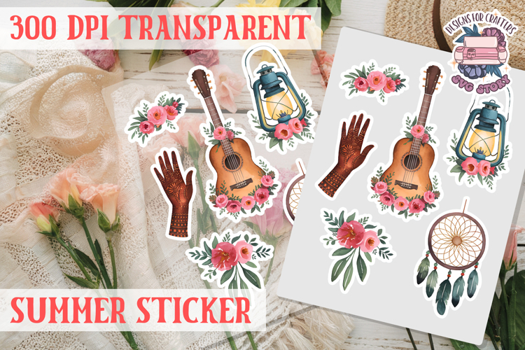 Summer sticker Cute flowers Love Picnic Beach Spring