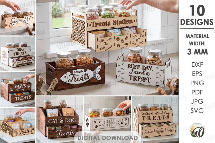 Pet Treat Storage Boxes Bundle Laser Cut. Pet Treat Box SVG