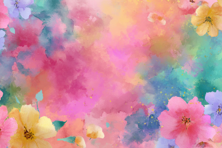 Abstract Watercolor Painting Colorful Floral Background