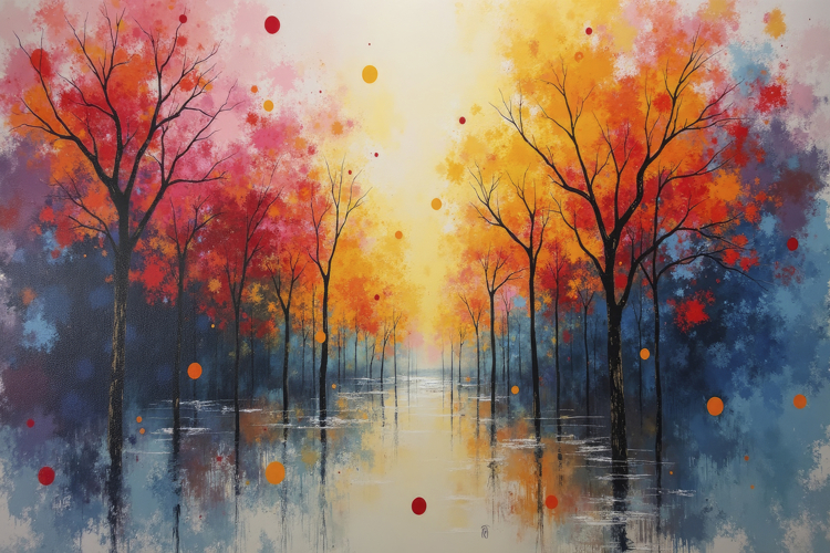 Painting Autumn Forest Background