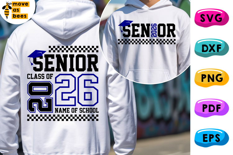 Senior Class Of 2026 Svg, Png, Senior Shirt Svg, Black Blue