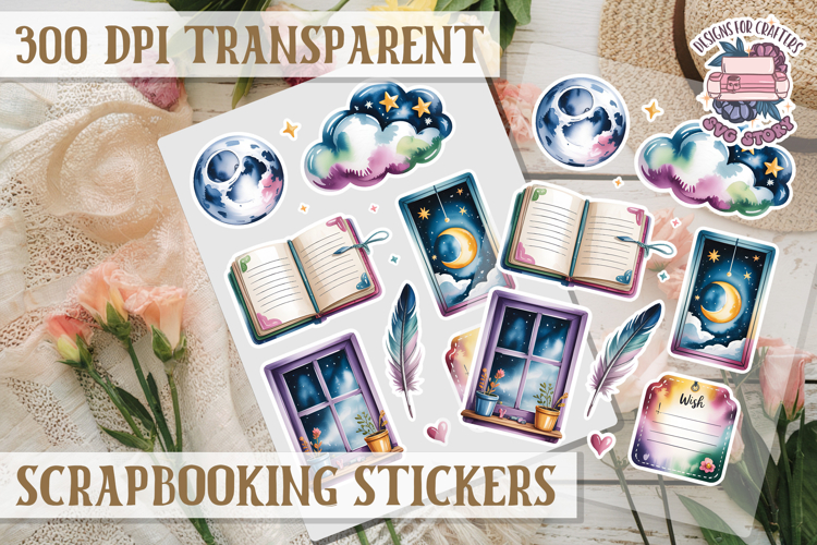 Scrapbooking sticker sheet Cute Funny PNG Watercolor School example image 1