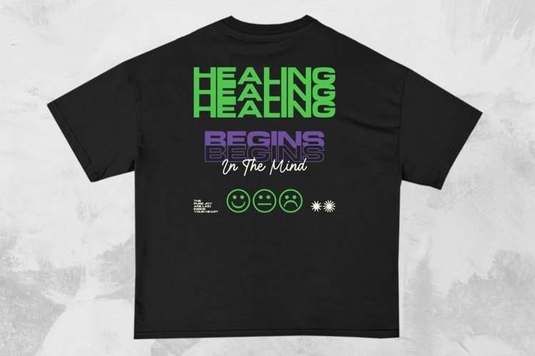 Healing Begins Streetwear Typography T-shirt Design example image 1