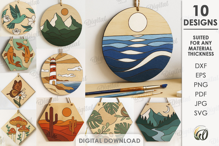 Boho Coloring Wall Signs Bundle Laser Cut. Wall Decor SVG