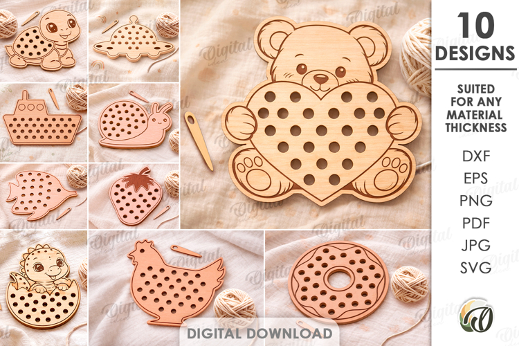 Lacing Kids Toys Bundle Laser Cut. Montessori Toy SVG