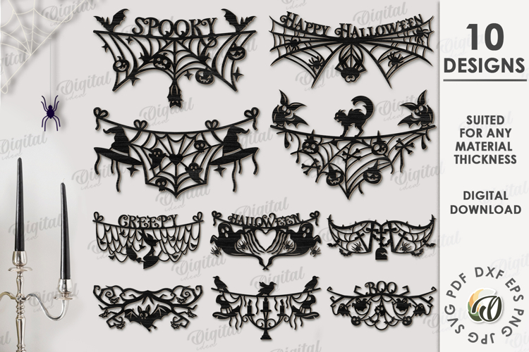 Halloween Garlands Bundle Lasercut. Halloween Wall Decor SVG