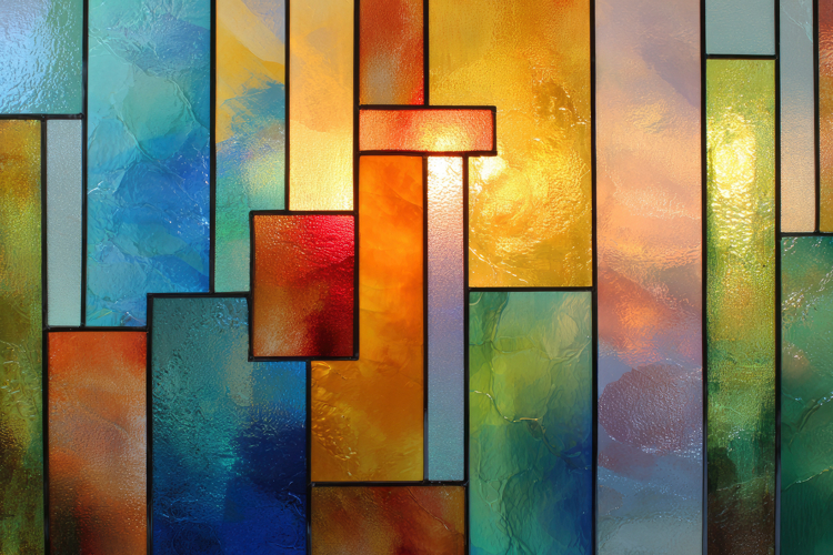 Stained Glass Geometric Design with Multicolored Background example image 1