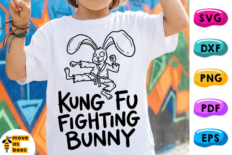 Kung Fu Fighting Bunny SVG, PNG, Karate Rabbit, Kids Easter