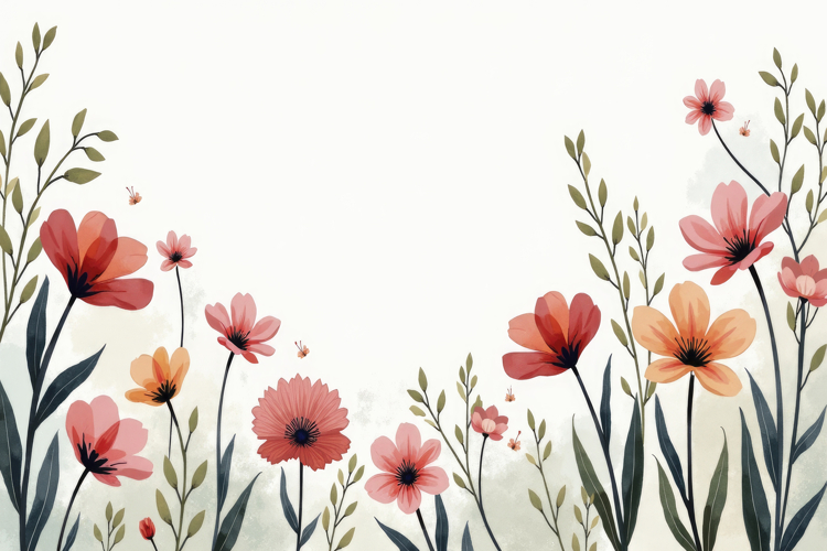 Pink Floral Field Background