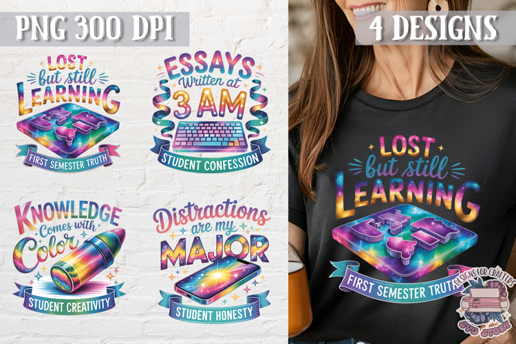 Student Quote Colorful Clipart PNG Sublimation 4 Designs