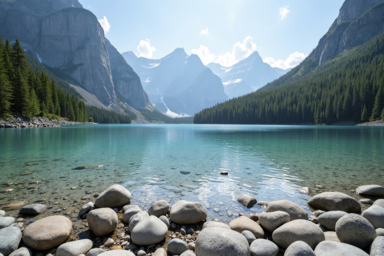 Serene Forest Lake Background
