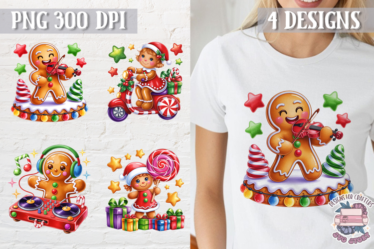Christmas Gingerbread Man Colorful Clipart PNG Sublimation 4