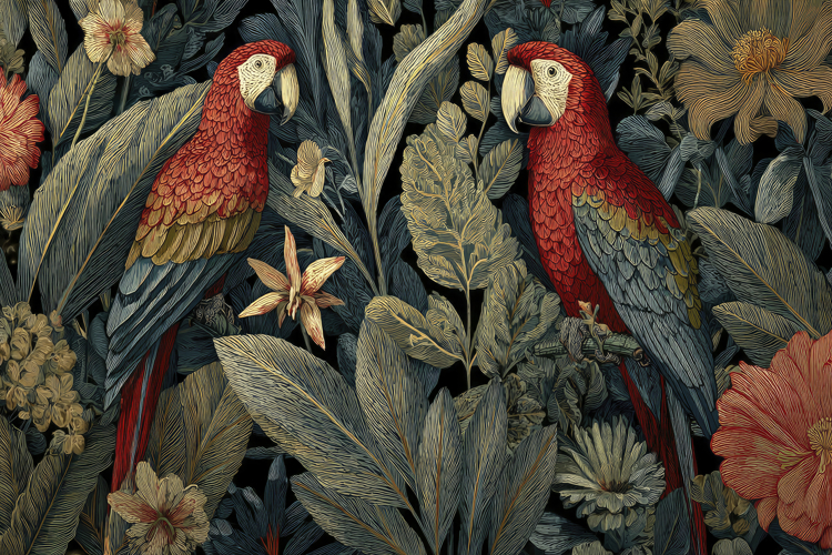 Tropical Forest With Parrot Background