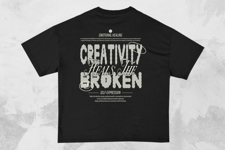 Creativity Heals the Broken Streetwear Typography T-shirt example image 1