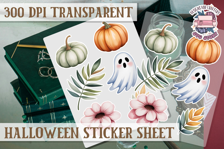 Halloween sticker sheet Creepy Scrapbook PNG Funny Skulls