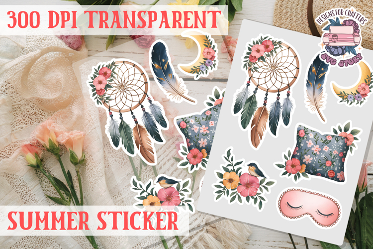 Summer sticker Cute flowers Love Picnic Beach Spring example image 1