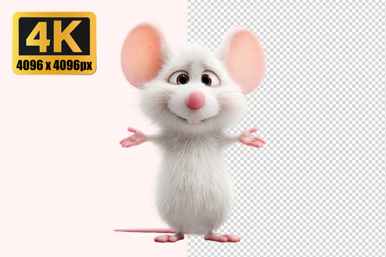 White Mouse with Fluffy Transparent PNG
