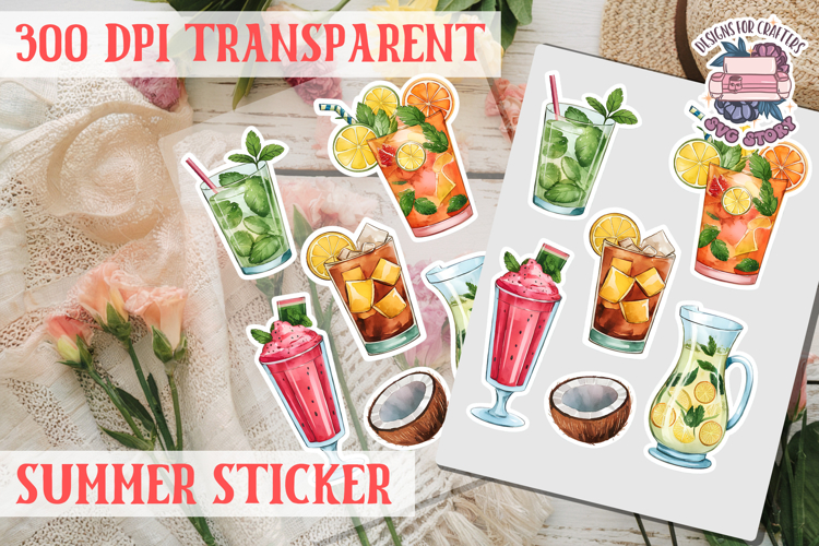 Summer sticker Cute flowers Love Picnic Beach Spring example image 1