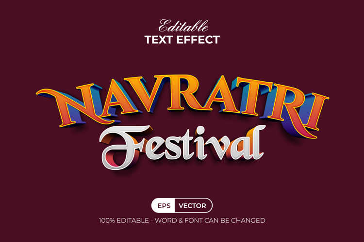 Navratri Text Effect 3D Style