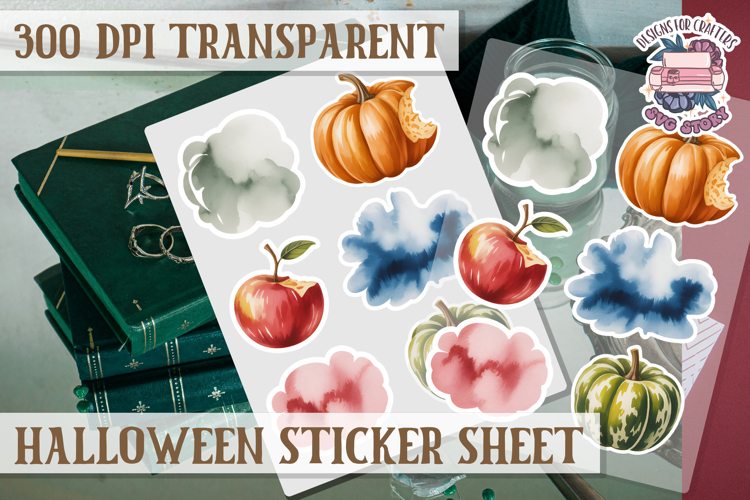 Halloween sticker sheet Creepy Scrapbook PNG Funny Skulls