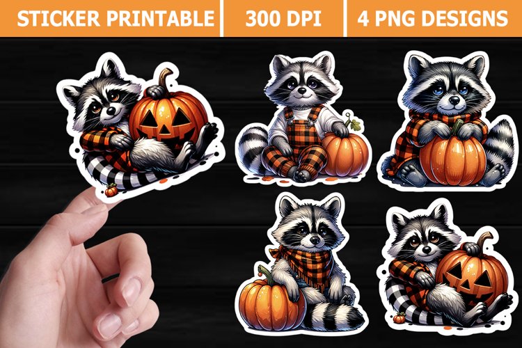 Raccoon Halloween Printable Stickers | High Quality 300 Dpi