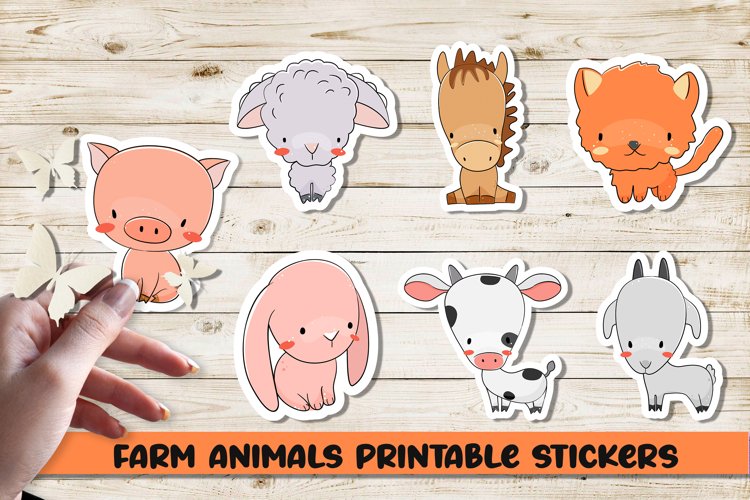 Cute farm animals printable stickers. PNG, JPG, EPS. (1457021