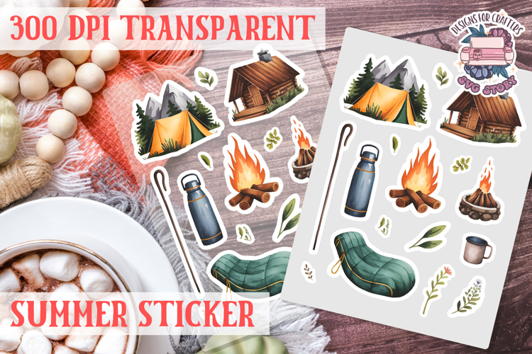 Summer sticker Cute flowers Love Picnic Beach Spring example image 1