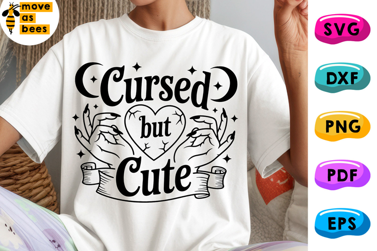 Cursed But Cute Svg, Png, Celestial, Halloween Theme Design