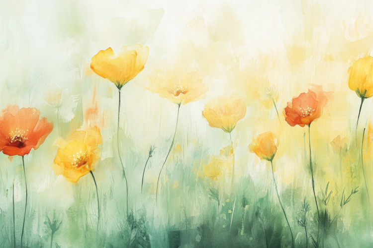 Watercolor Flowers Image 2