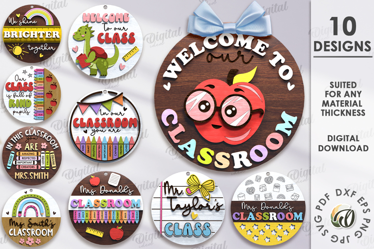 Classroom Door Signs Bundle Laser Cut. School SVG
