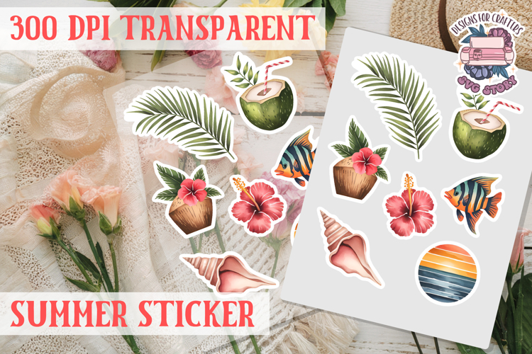 Summer sticker Cute flowers Love Picnic Beach Spring