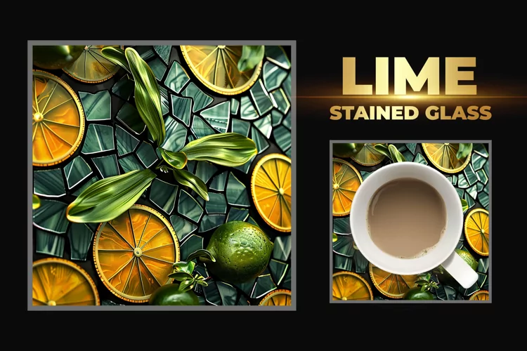 Lime Stained Glass Square Coaster