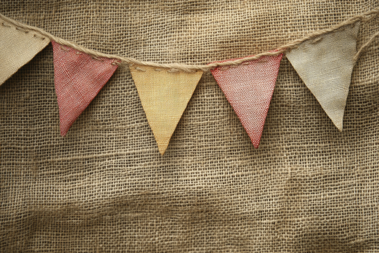 Bunting Flag with Hessian Fabric Background Wallpaper